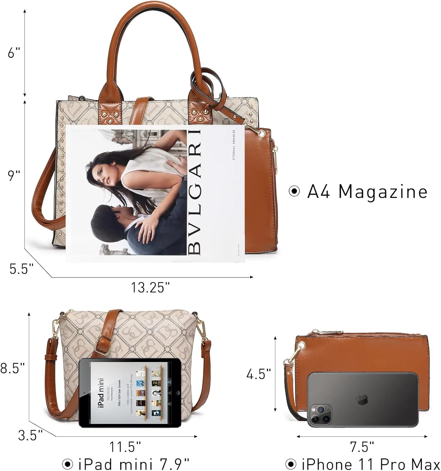 Dasein Purses Handbags for Women Tote Wallet Set Top Handle Satchel Shoulder Hobo Bag 3pcs