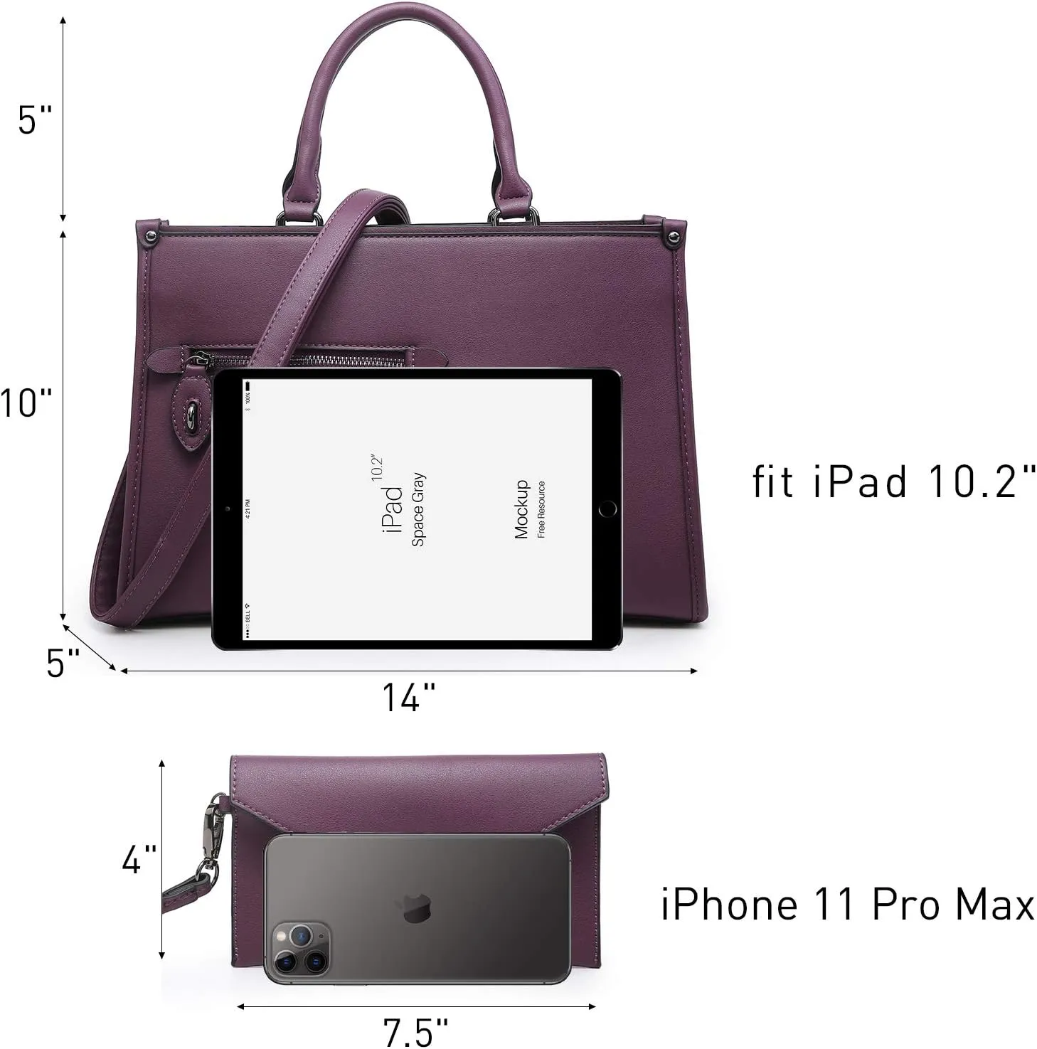 Dasein Women Purses Satchel Handbags Top Handle Bags Work Tote Shoulder Bag With Long Strap Matching Wallet