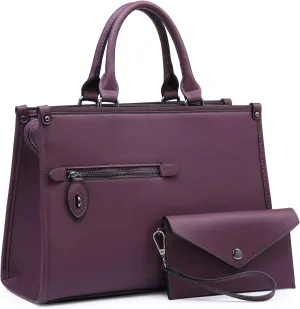Dasein Women Purses Satchel Handbags Top Handle Bags Work Tote Shoulder Bag With Long Strap Matching Wallet