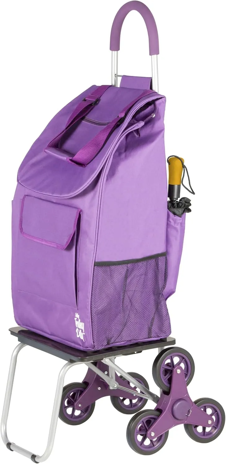 dbest products 01-757 Stair Climber Bigger Trolley Dolly, Purple Grocery Shopping Foldable Cart Condo Apartment