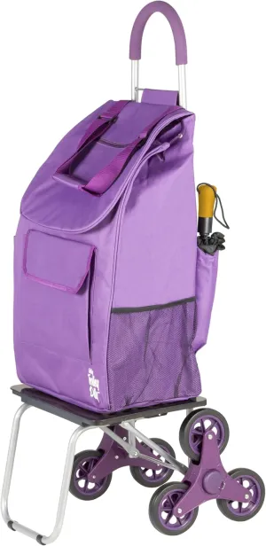 dbest products 01-757 Stair Climber Bigger Trolley Dolly, Purple Grocery Shopping Foldable Cart Condo Apartment