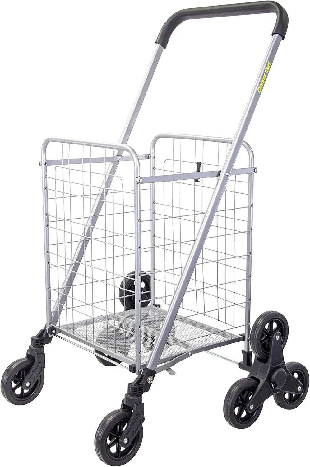 dbest products Stair Climber Bigger Trolley Dolly, Black Grocery Shopping Foldable Cart Condo Apartment 44 Inch & Stair Climber Cruiser Cart Shopping Grocery Rolling Folding Laundry Basket