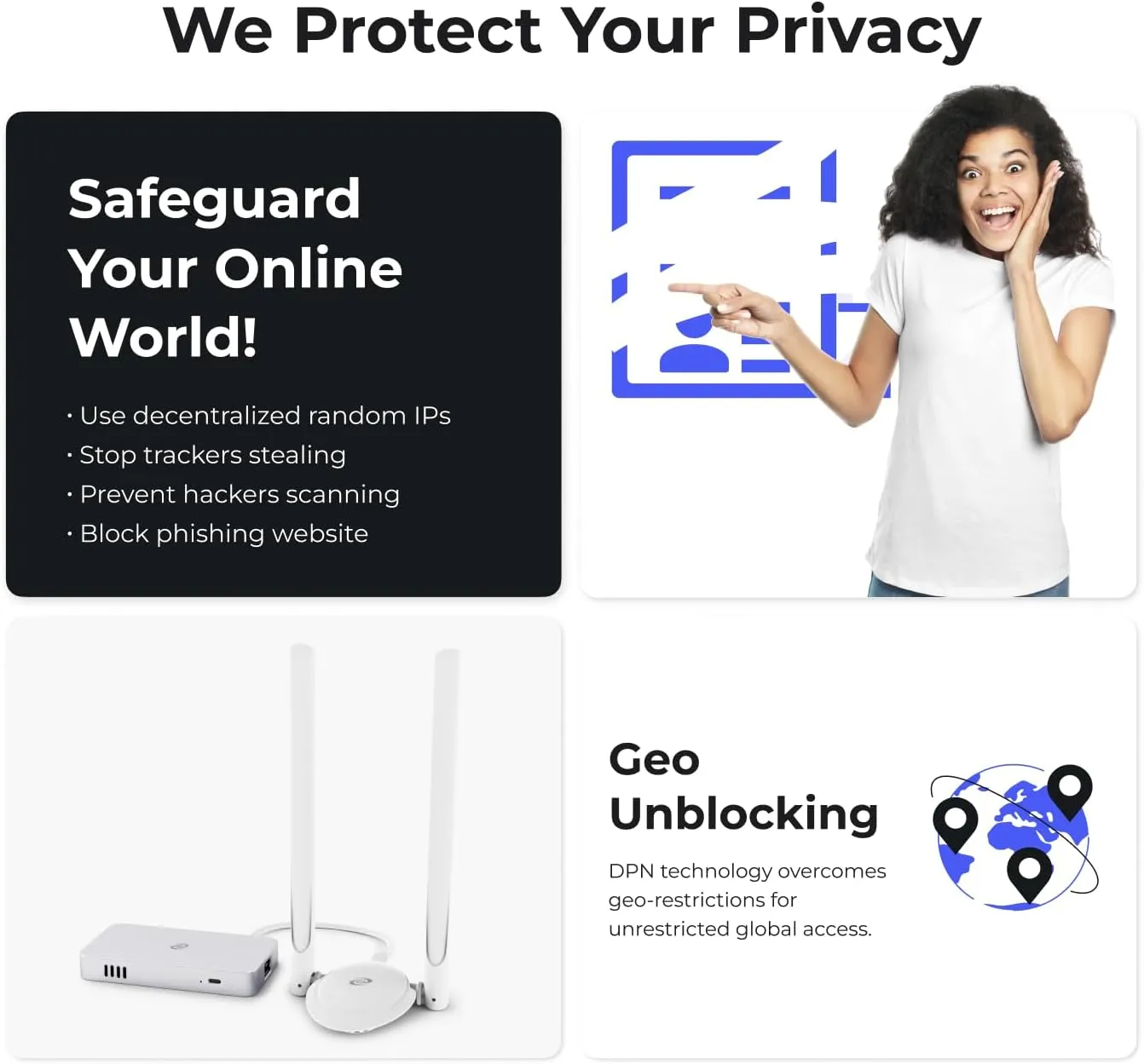 Deeper Connect Mini Decentralized VPN Router Lifetime Free for Travel Home Enterprise-Level Cybersecurity Wi-Fi Router with Dual Antennas Wi-Fi Adapter