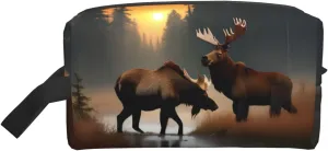 Deer Bear Moose Print Toiletries Makeup and Daily Essentials Large Capacity Zippered Storage Travel Bag