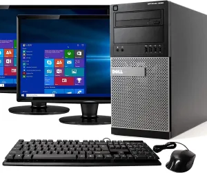 Dell Optiplex 9020 Mini Tower Desktop PC, Intel Core i7-4770, 16GB Ram, 2TB SATA Drive   256GB SSD WiFi, DVD-RW, Dual 22 LCD, Windows 10 Pro (Renewed)