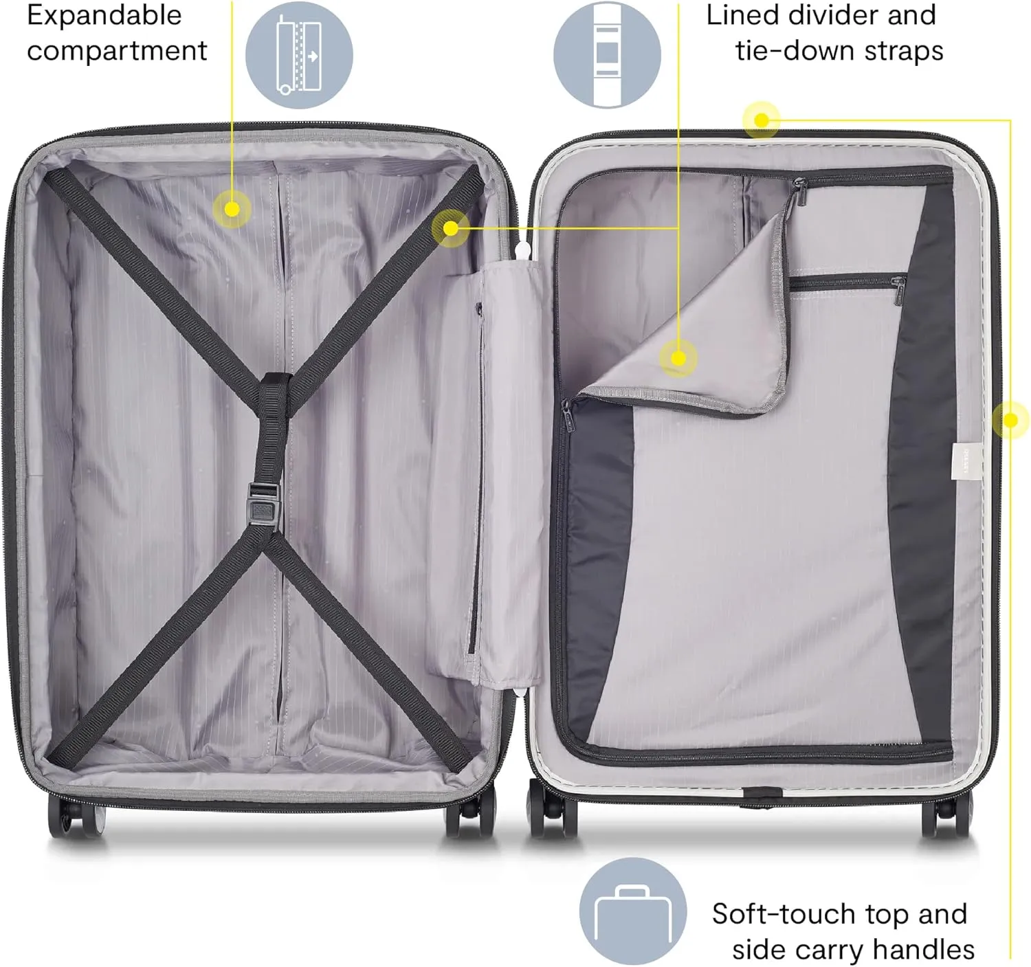 DELSEY PARIS Titanium Hardside Expandable Luggage with Spinner Wheels Checked Luggage, Graphite, Checked-Medium 25 Inch