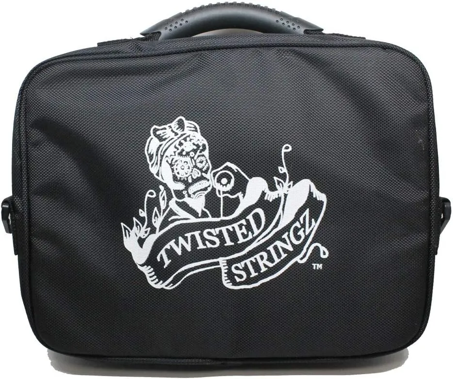Deluxe Yo-Yo Bag - YoYo Carry Case - Holds 12 Yo-Yos- Triple Stitch Shoulder Strap - Double Graphics (Black)