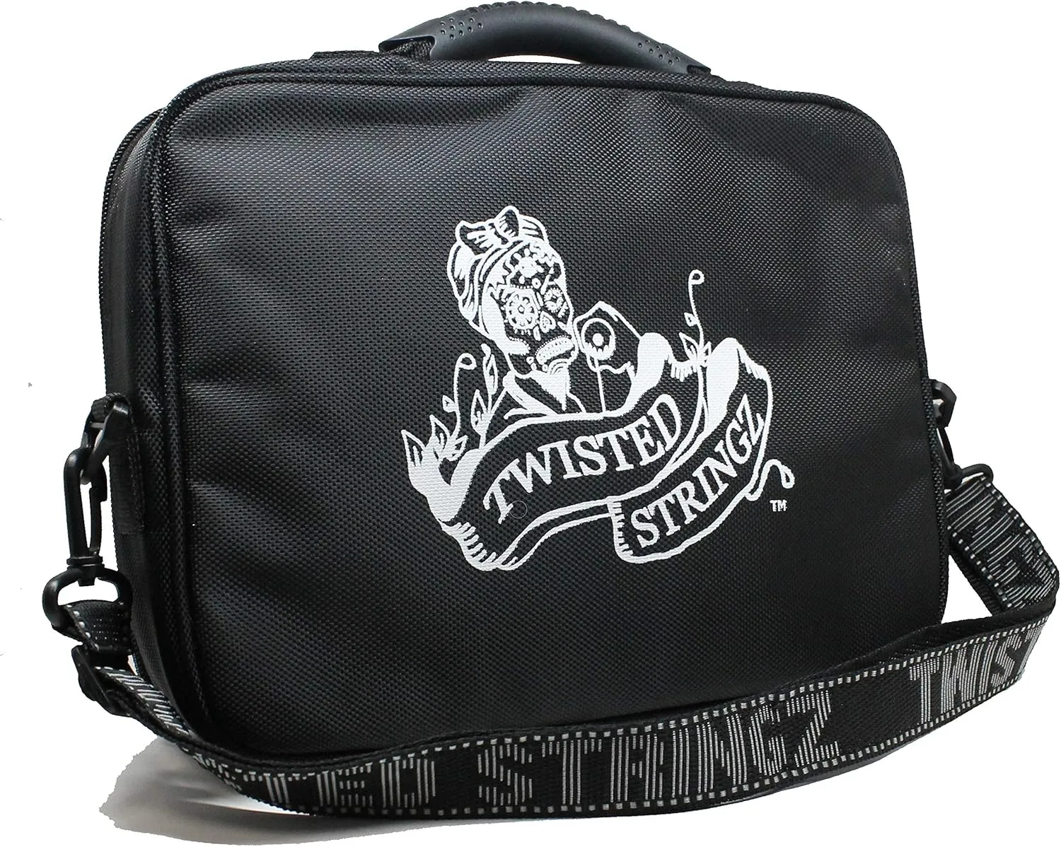 Deluxe Yo-Yo Bag - YoYo Carry Case - Holds 12 Yo-Yos- Triple Stitch Shoulder Strap - Double Graphics (Black)