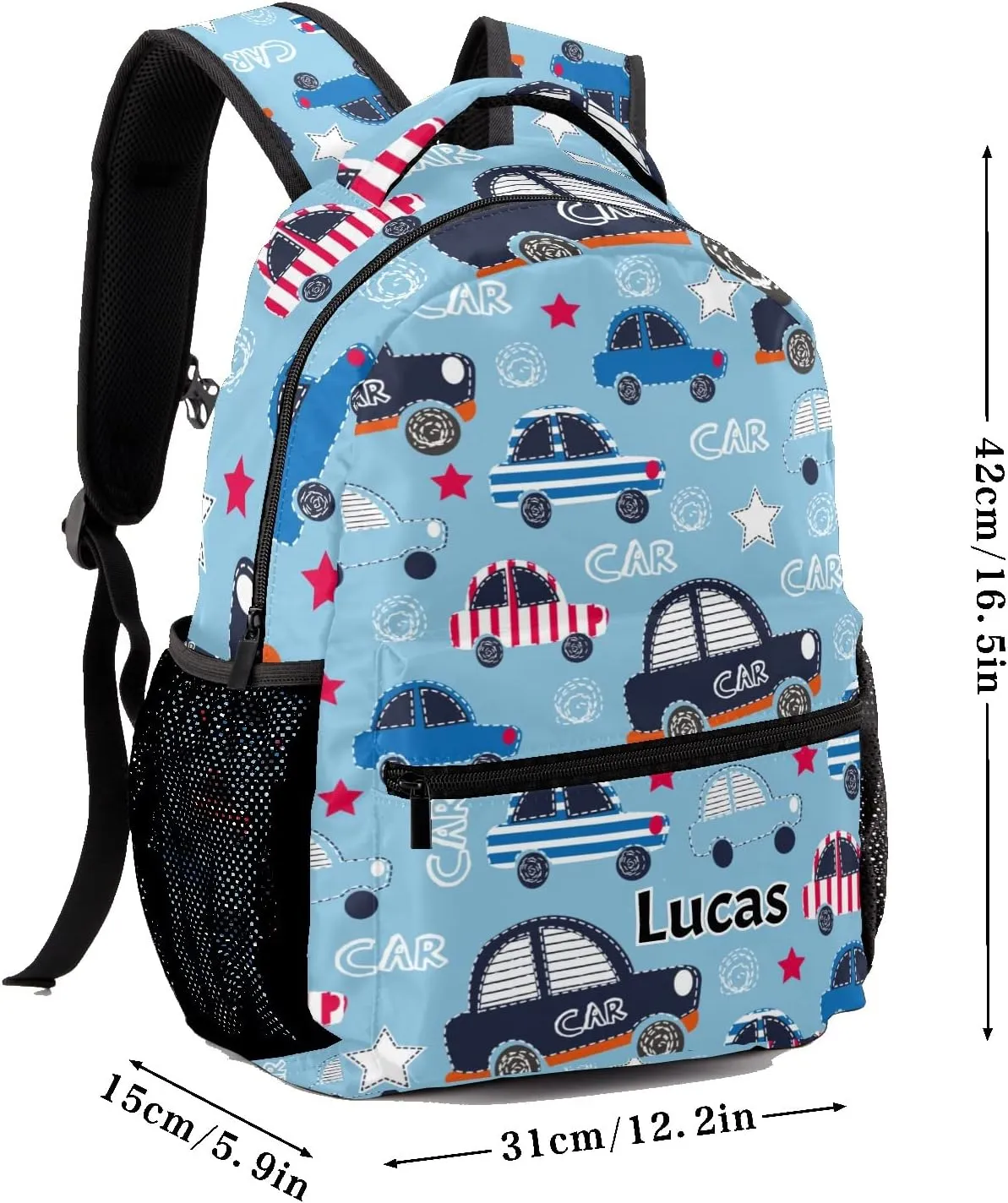Deven Cute Car Cartoon Personalized Kids Backpack for Boy/Girl Teen Primary School Daypack Travel Bag Bookbag