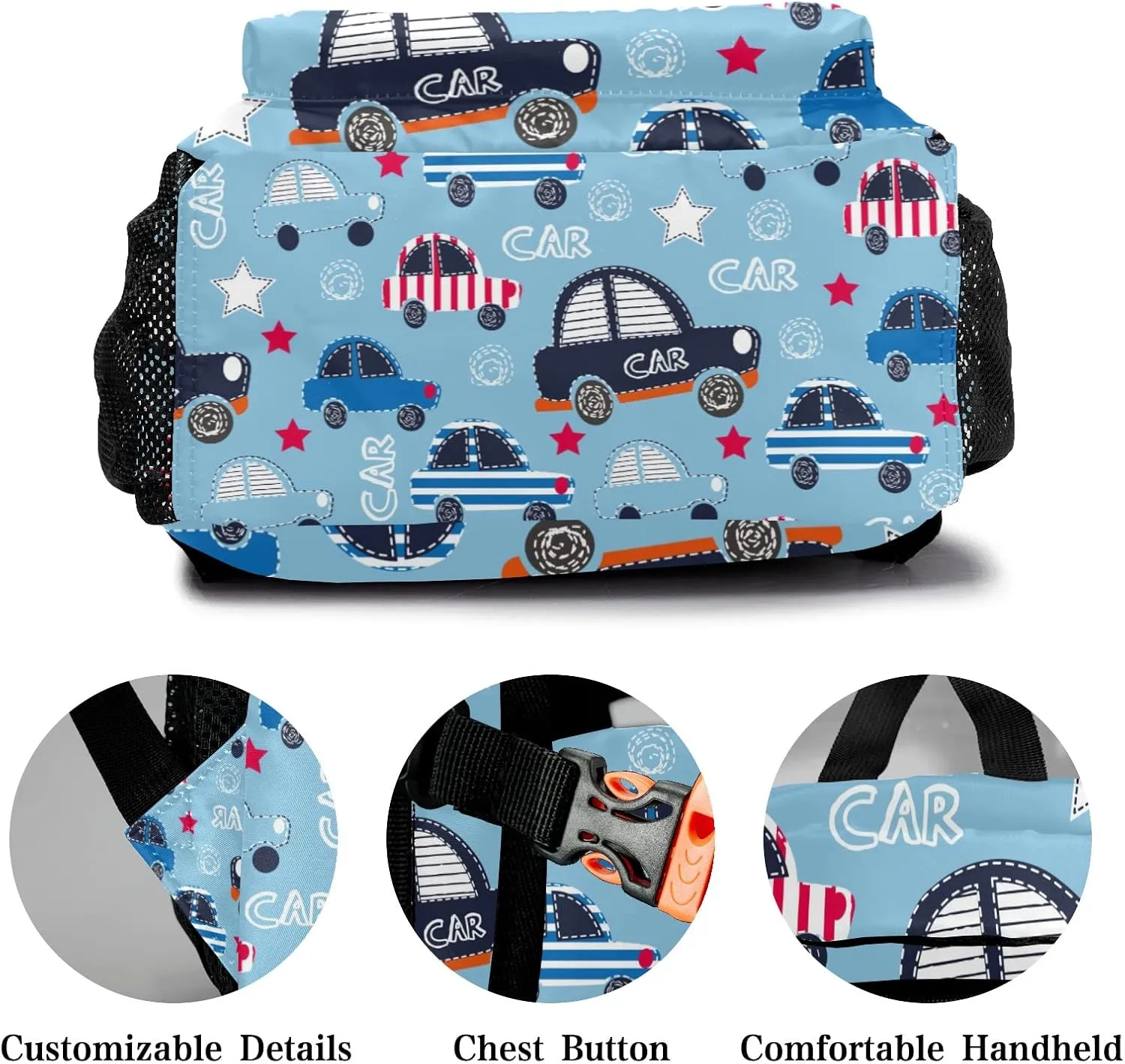 Deven Cute Car Cartoon Personalized Kids Backpack for Boy/Girl Teen Primary School Daypack Travel Bag Bookbag