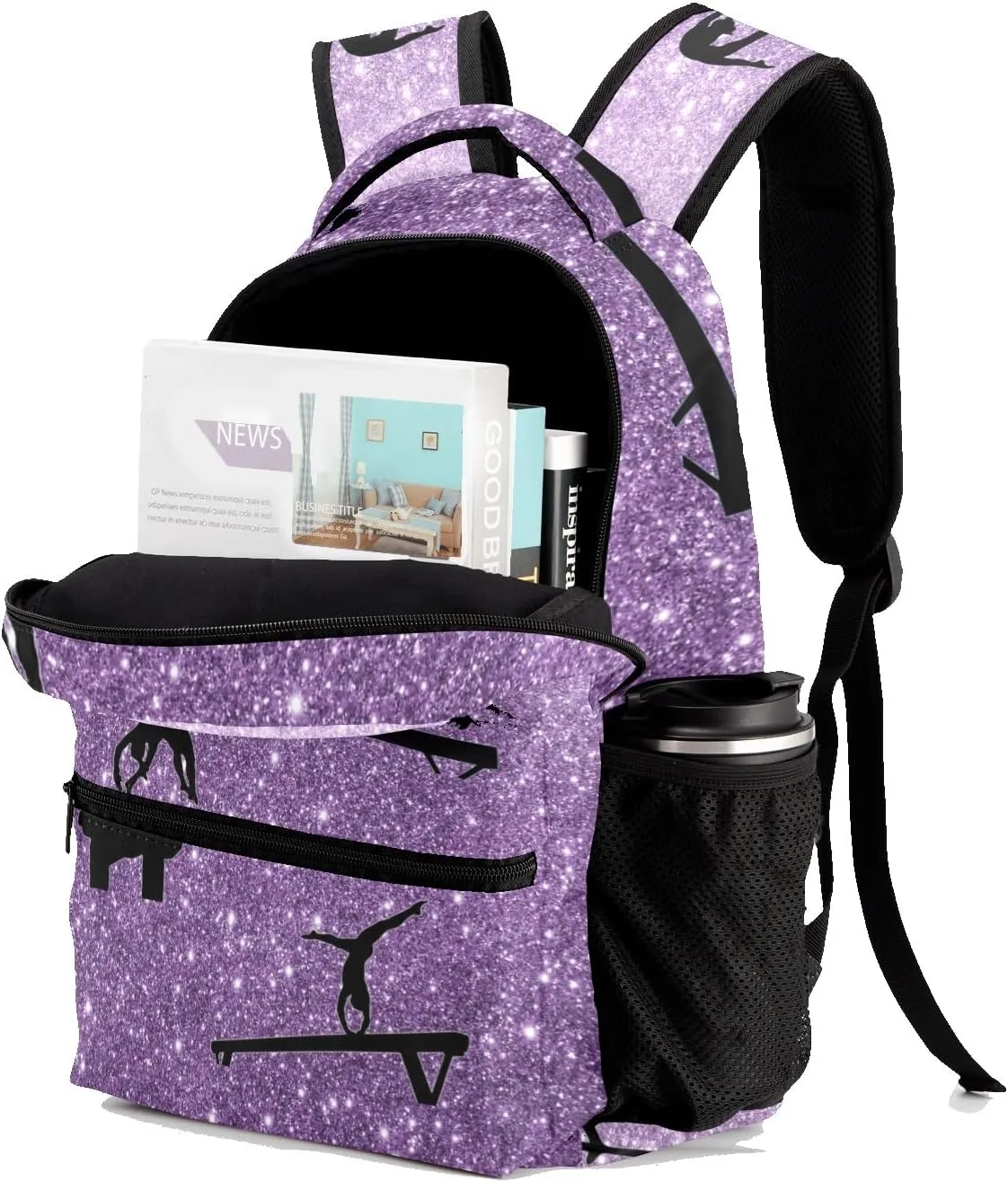 Deven I Love Gymnastics Lavender Personalized Kids for Boy/Girl Teen Primary School Daypack Travel Bag Bookbag
