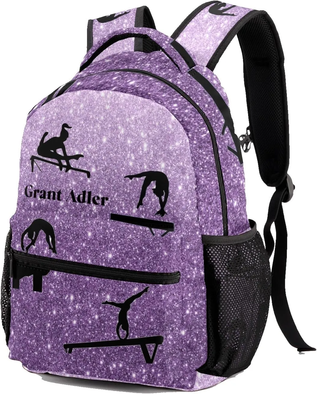 Deven I Love Gymnastics Lavender Personalized Kids for Boy/Girl Teen Primary School Daypack Travel Bag Bookbag