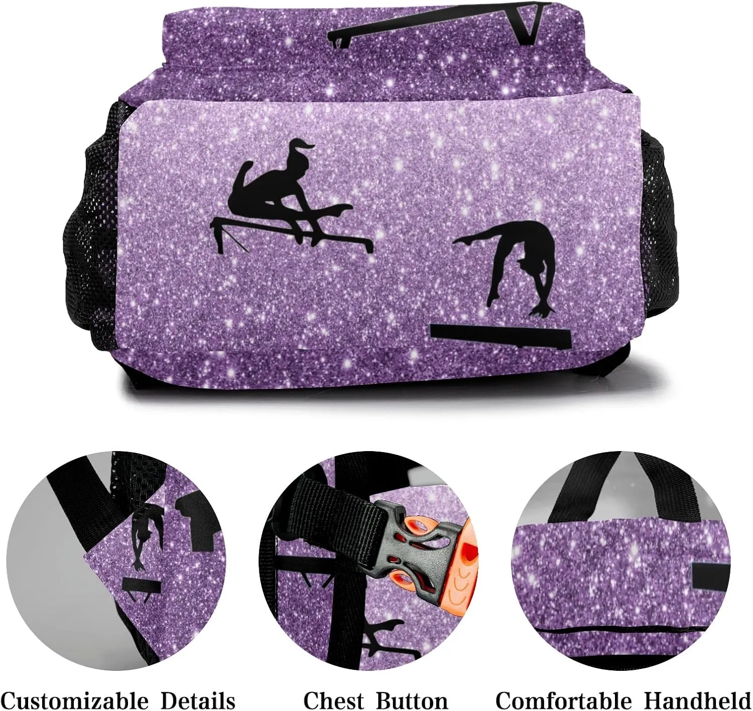 Deven I Love Gymnastics Lavender Personalized Kids for Boy/Girl Teen Primary School Daypack Travel Bag Bookbag