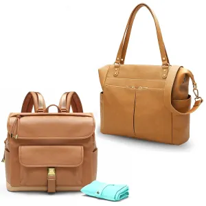 Diaper Bag Tote Mominside Leather Diaper Bag Backpack for Mom Dad Baby Registry Search, Large Travel Baby Bag for Boys Girls with 4 Insulated Pockets, Changing Station, Fit 13 inches Laptop
