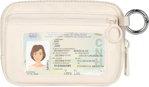 Didida The Iris Wallet Zip Card Case with ID Window Purses for Women Coin Purse with Zipper Mini Portable Keychain Wallet, Beige