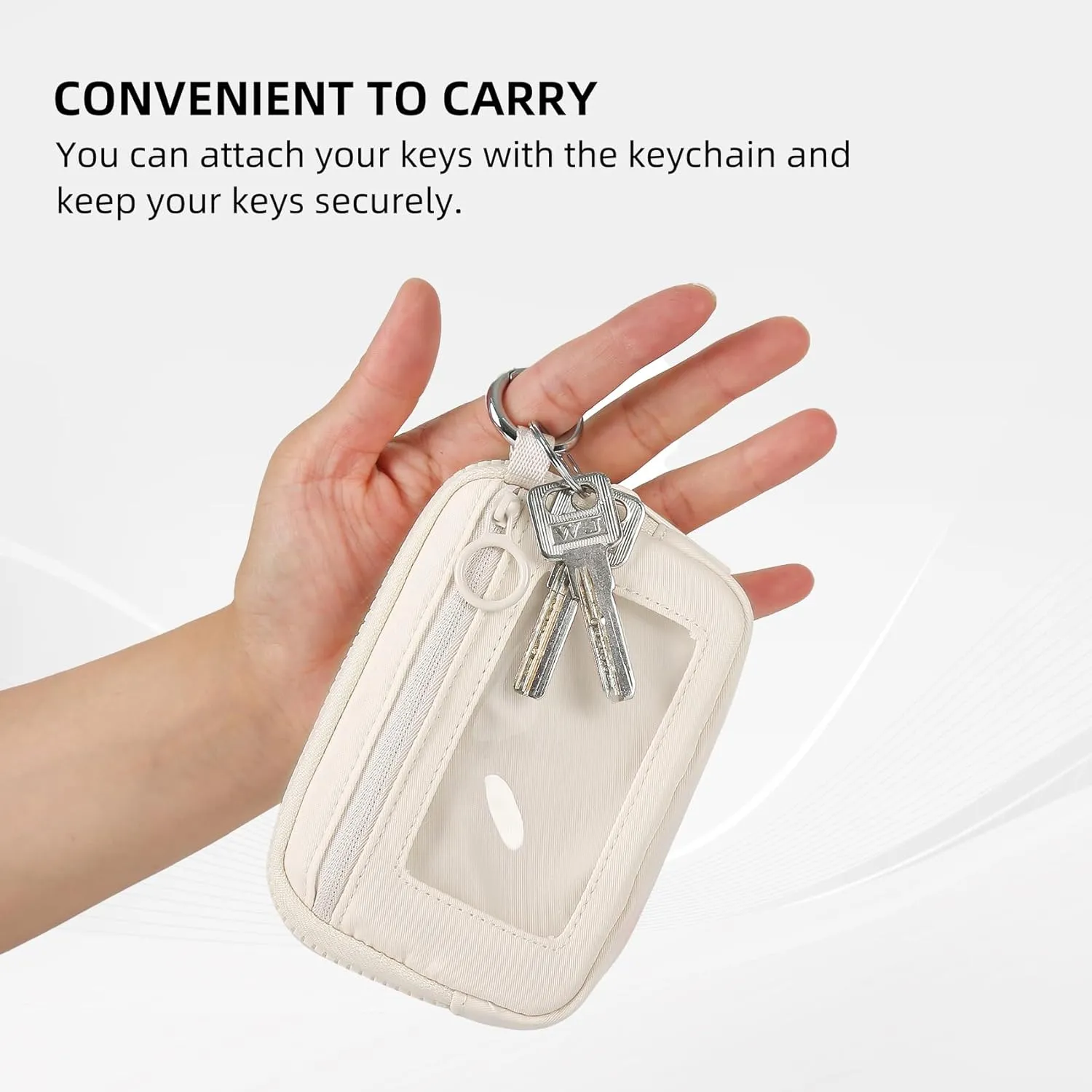 Didida The Iris Wallet Zip Card Case with ID Window Purses for Women Coin Purse with Zipper Mini Portable Keychain Wallet, Beige