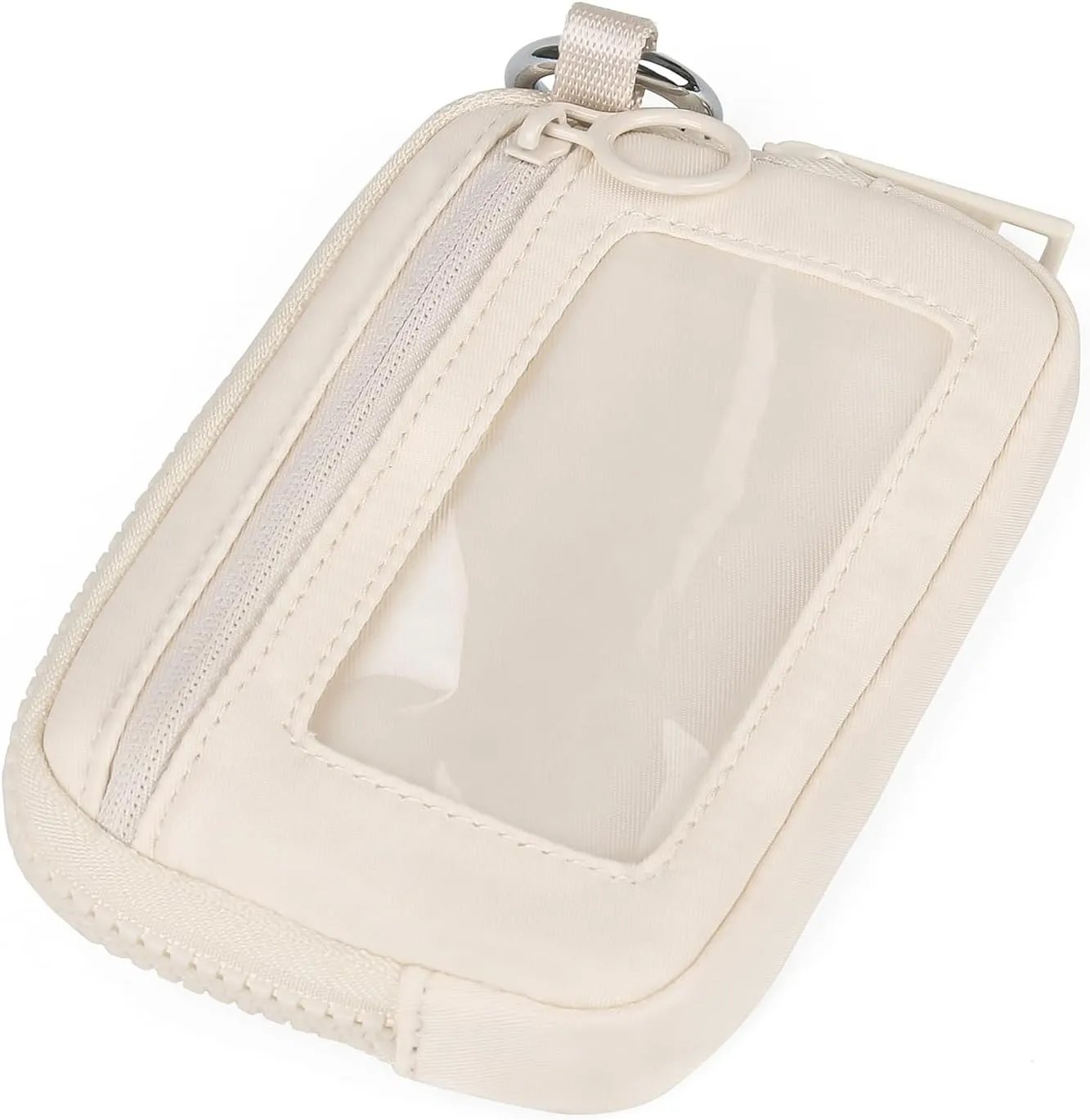 Didida The Iris Wallet Zip Card Case with ID Window Purses for Women Coin Purse with Zipper Mini Portable Keychain Wallet, Beige