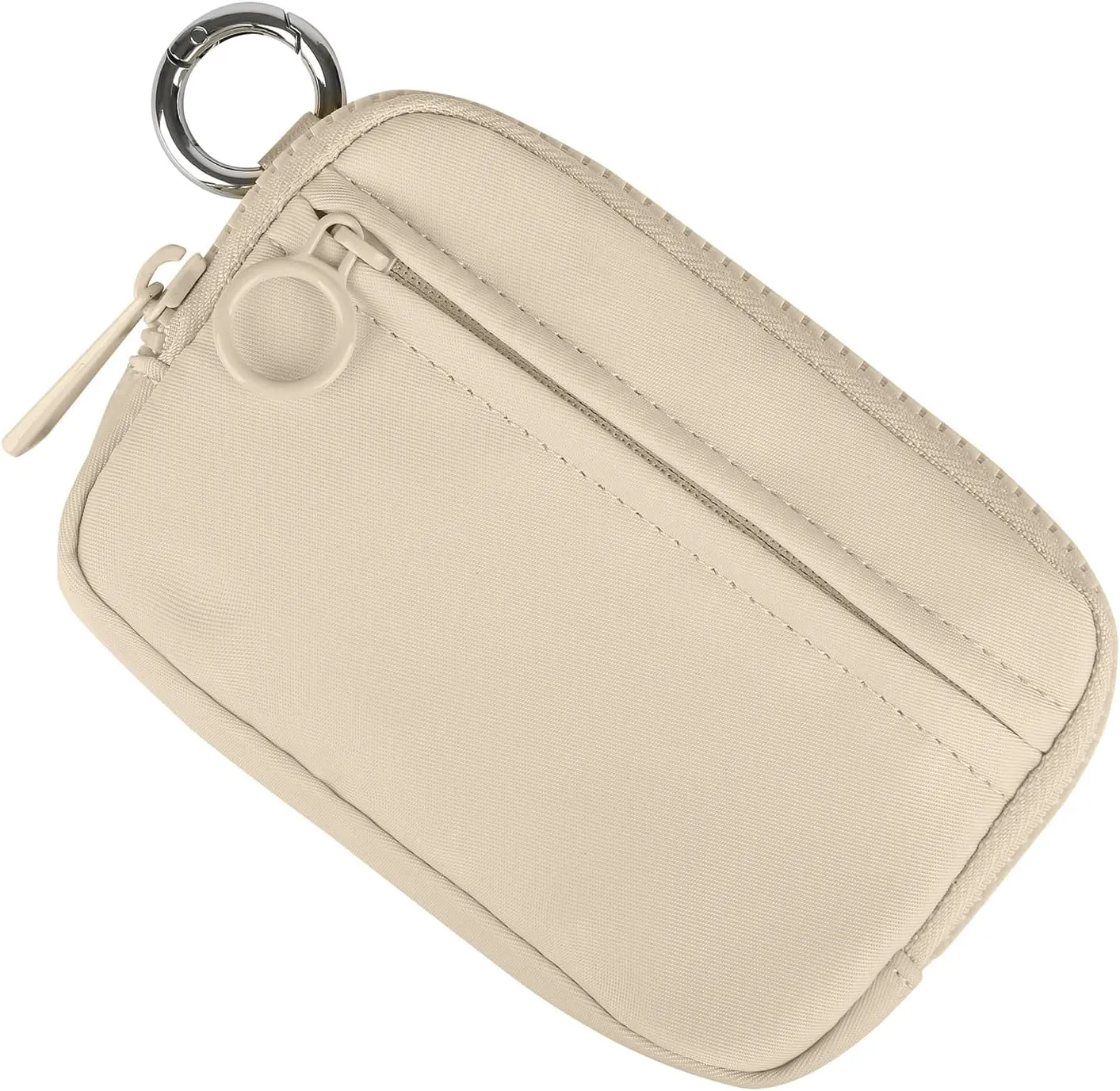 Didida The Iris Wallet Zip Card Case with ID Window Purses for Women Coin Purse with Zipper Mini Portable Keychain Wallet, Light khaki
