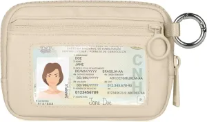 Didida The Iris Wallet Zip Card Case with ID Window Purses for Women Coin Purse with Zipper Mini Portable Keychain Wallet, Light khaki