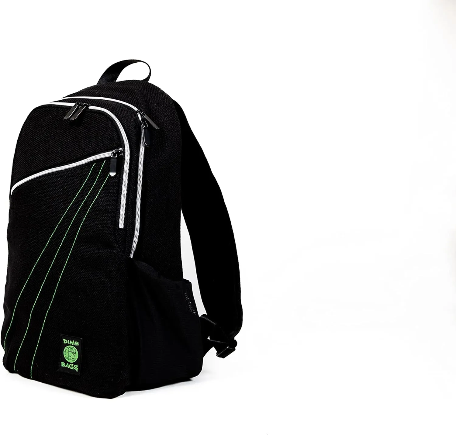 DIME BAGS City Dweller Casual Hemp Backpack with Padded Laptop Compartment and Water Bottle Holder (Black)