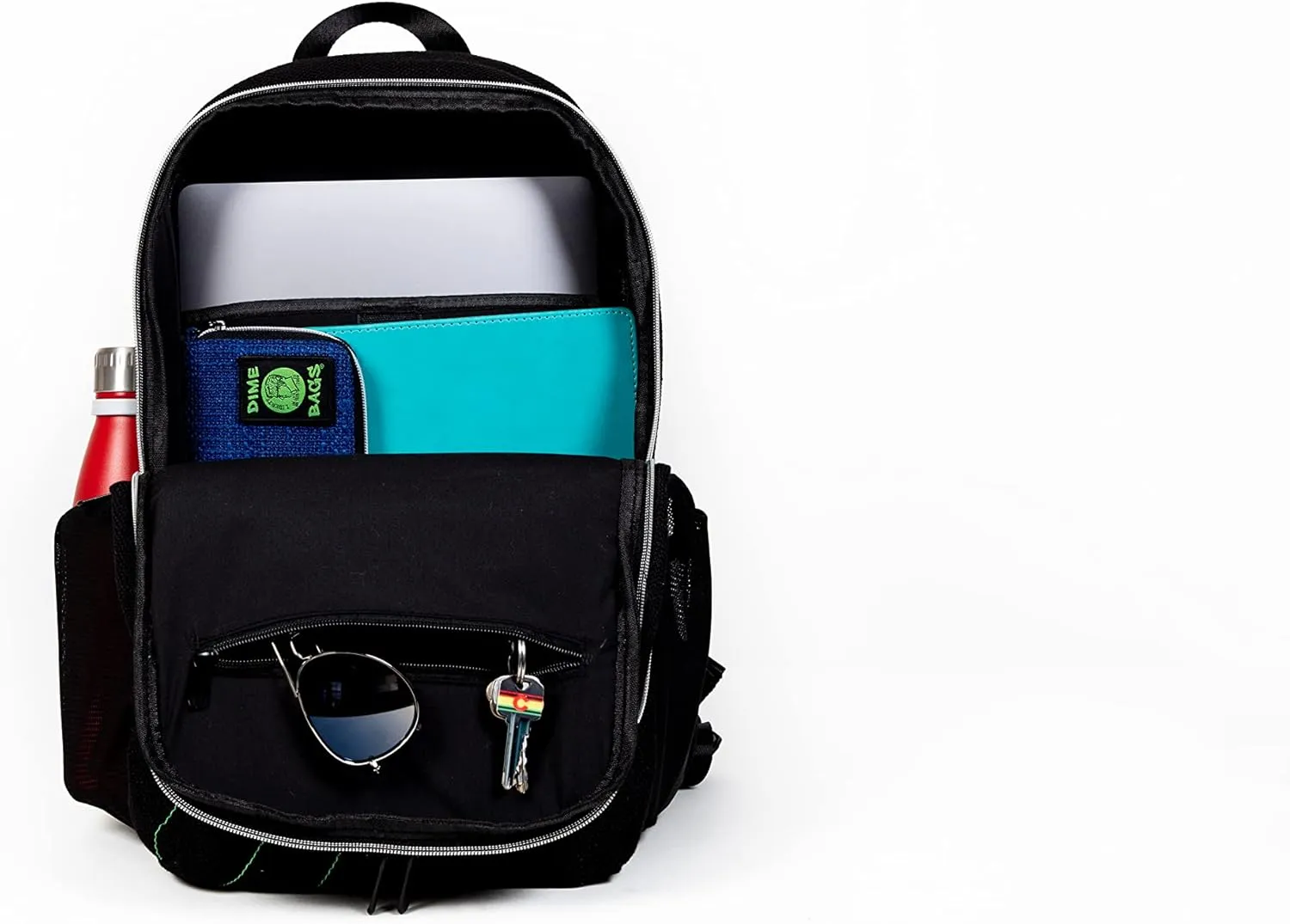 DIME BAGS City Dweller Casual Hemp Backpack with Padded Laptop Compartment and Water Bottle Holder (Black)