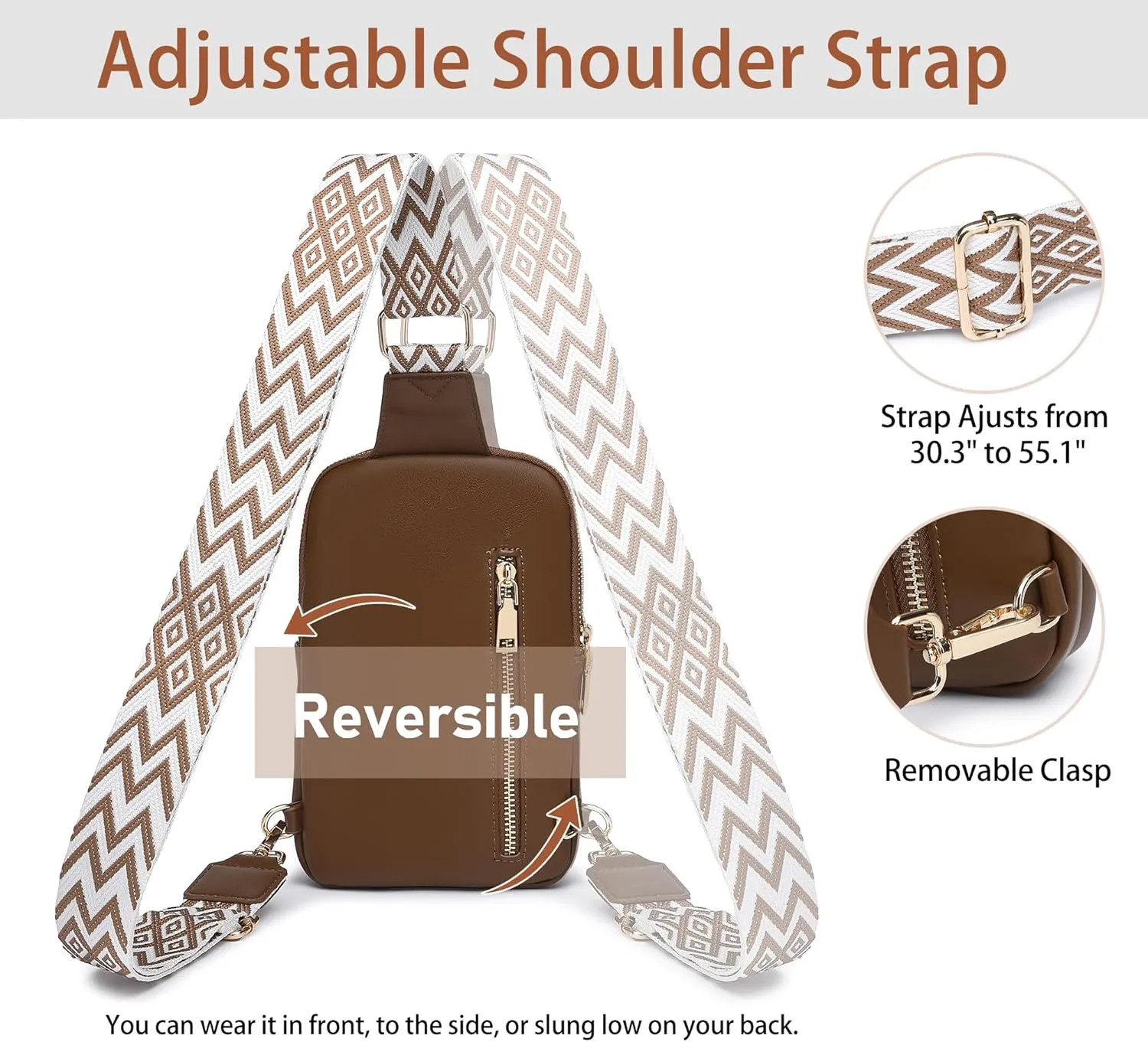 DIOMO Anti Theft Small Sling Bag for Women Cross Body Bag Trendy, RFID Fanny Packs Vegan Leather for Women Travel Belt Purse