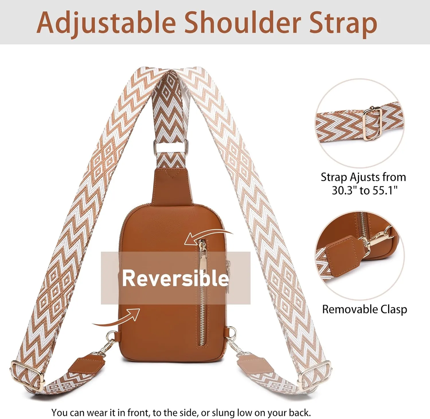 DIOMO Anti Theft Small Sling Bag for Women Cross Body Bag Trendy, RFID Fanny Packs Vegan Leather for Women Travel Belt Purse