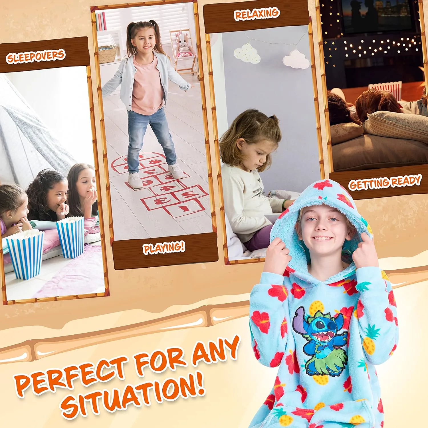 Disney Stitch Blanket Hoodie for Kids Cozy Fleece Wearable Blanket Stitch Gifts