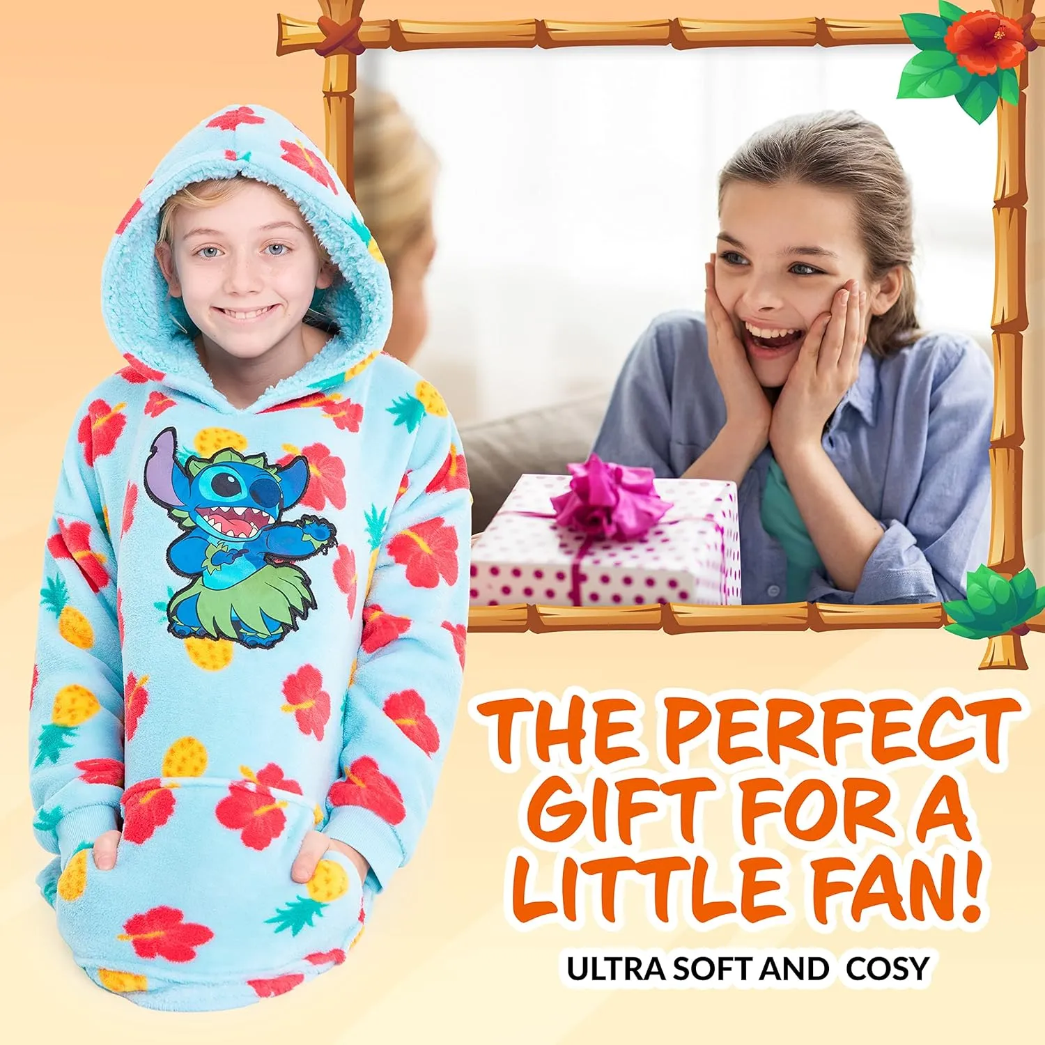 Disney Stitch Blanket Hoodie for Kids Cozy Fleece Wearable Blanket Stitch Gifts