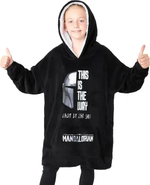 Disney The Mandalorian Blanket Hoodie for Boys Teens, Baby Yoda Fleece Wearable Blanket (Black)