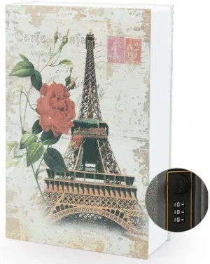 Diversion Book Safe Storage Box (9.5"×6"×2.2"), Dictionary Secret Safe Can with Security Combination Lock, Diversion Book Hidden Safe (Paris,Combination)