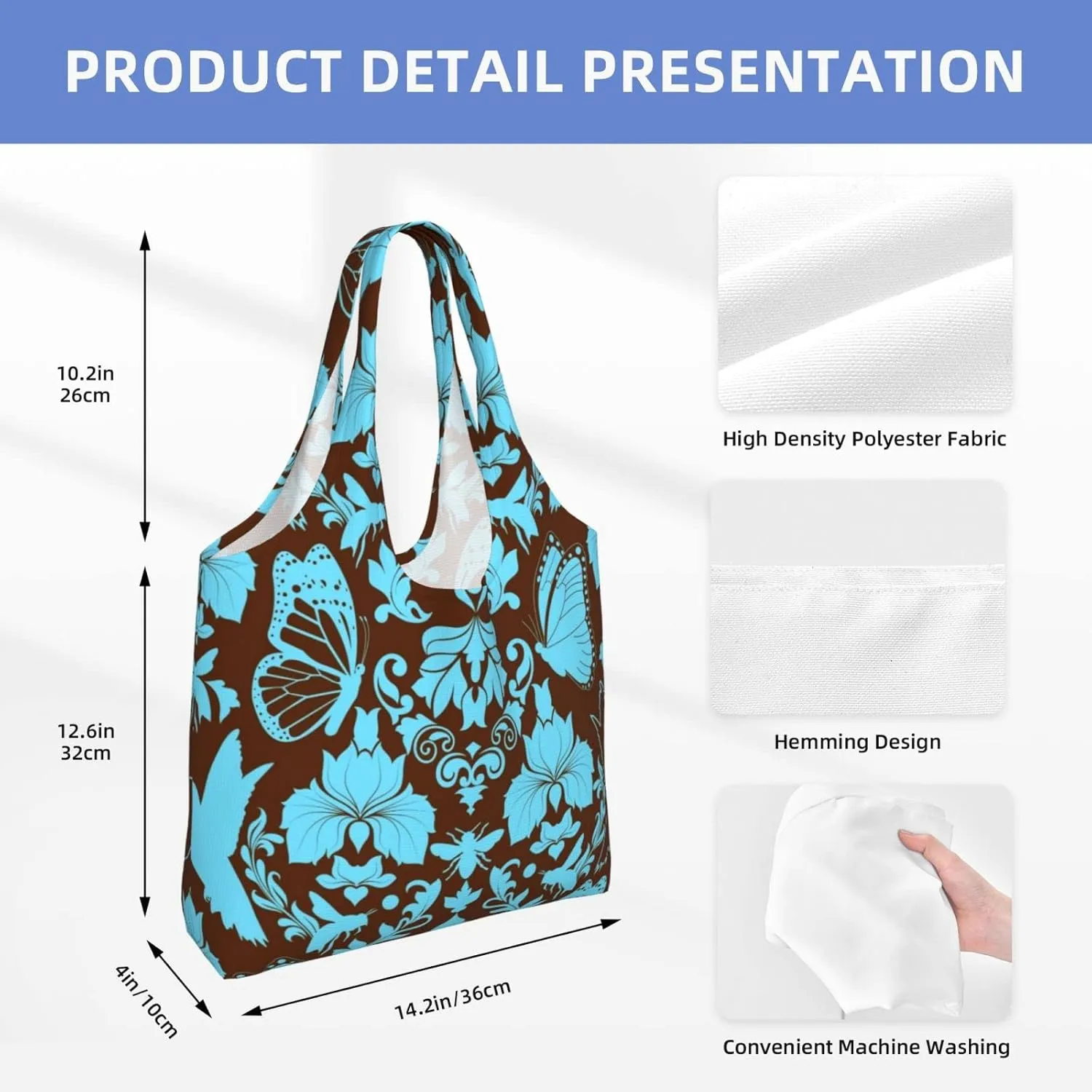 DKJlitter Fashion Canvas Tote Bag, Reusable Grocery Shopping Bag, Large capacity shopping bag Daily Utility Bag