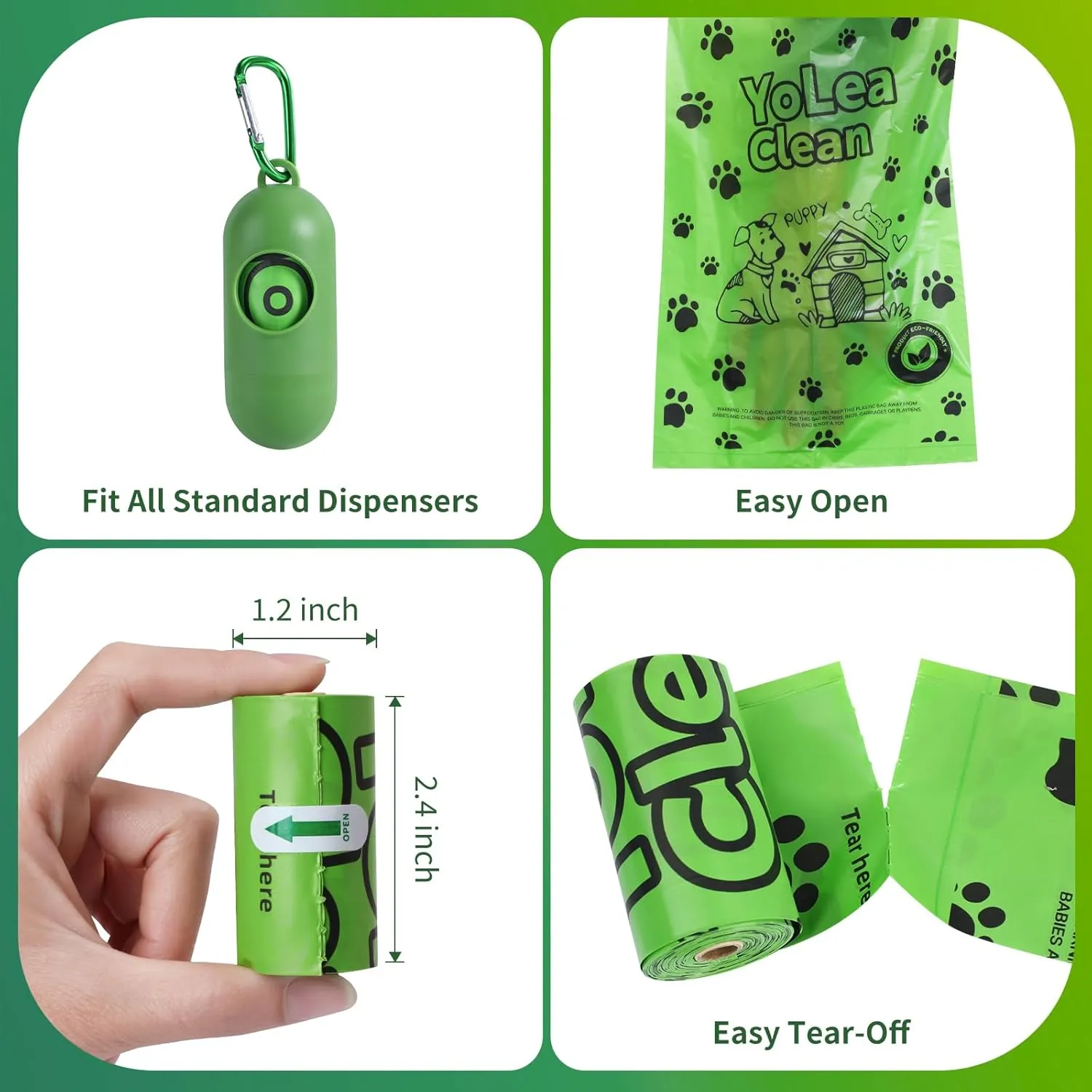Dog Poop Bags, Unscented Poop Bags Rolls with Dispenser, Heavy Duty, Extra Thick, Leak Proof, Eco-Friendly Pet Waste Bags, 540 Count