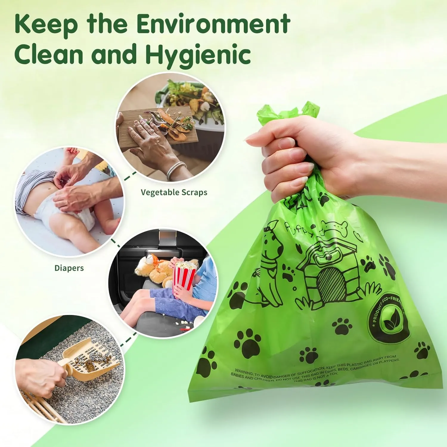 Dog Poop Bags, Unscented Poop Bags Rolls with Dispenser, Heavy Duty, Extra Thick, Leak Proof, Eco-Friendly Pet Waste Bags, 540 Count