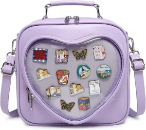 Dopamine Color Ita Bag Multi-Purpose Backpack Crossbody Satchel Heart Purse Kawaii Pin Display
