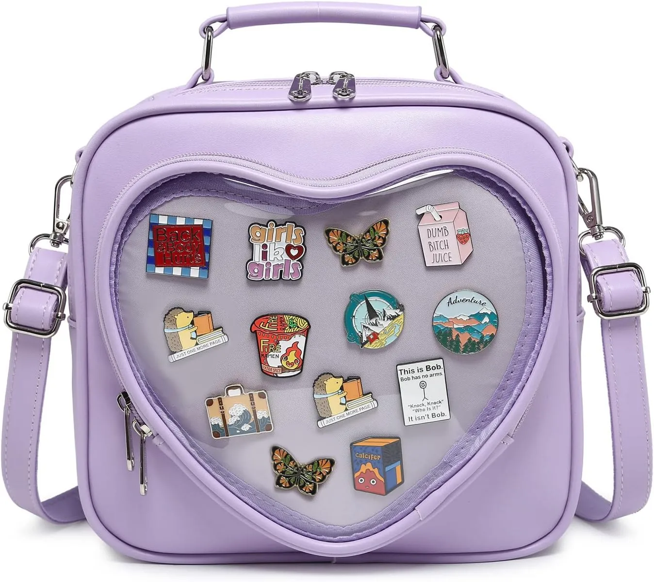 Dopamine Color Ita Bag Multi-Purpose Backpack Crossbody Satchel Heart Purse Kawaii Pin Display