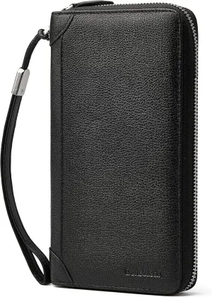 DORIS&JACKY Women Leather Wallet Rfid Blocking Large Capacity Zipper Around Travel Wristlet Bags