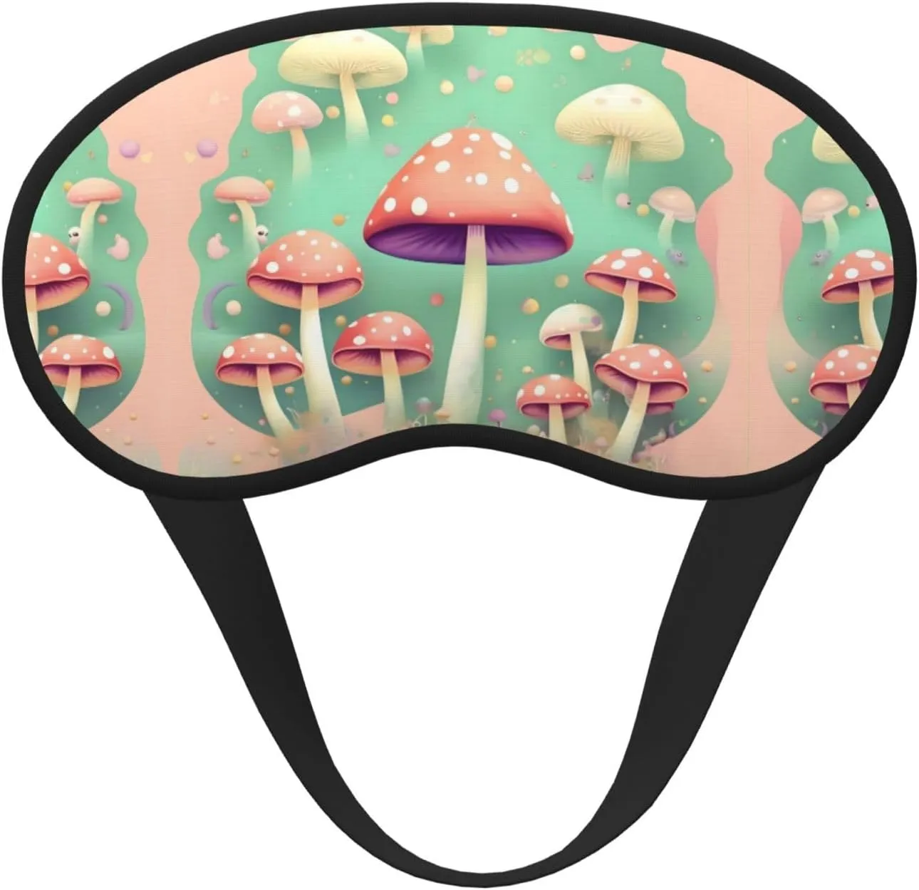 Dream Mushroom Satin Black Edge Sleep Mask for Optimal Comfort and Light Blockage