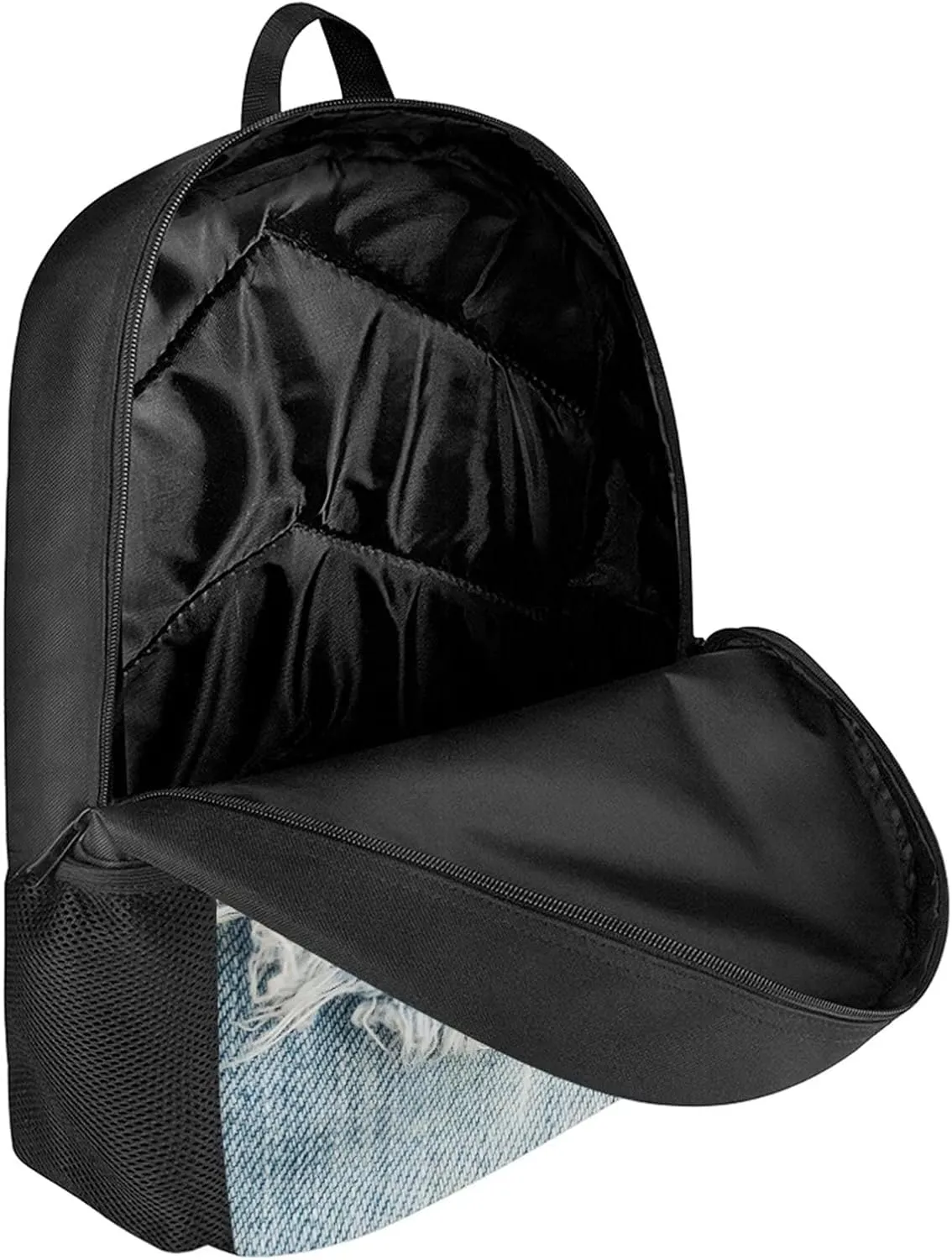 Dreaweet 3D Denim Pomeranian Backpacks for Kids Cute School Bags with Side Pocket Design Toddler Children Bookbag Teen Rucksack Travel Holiday Satchel