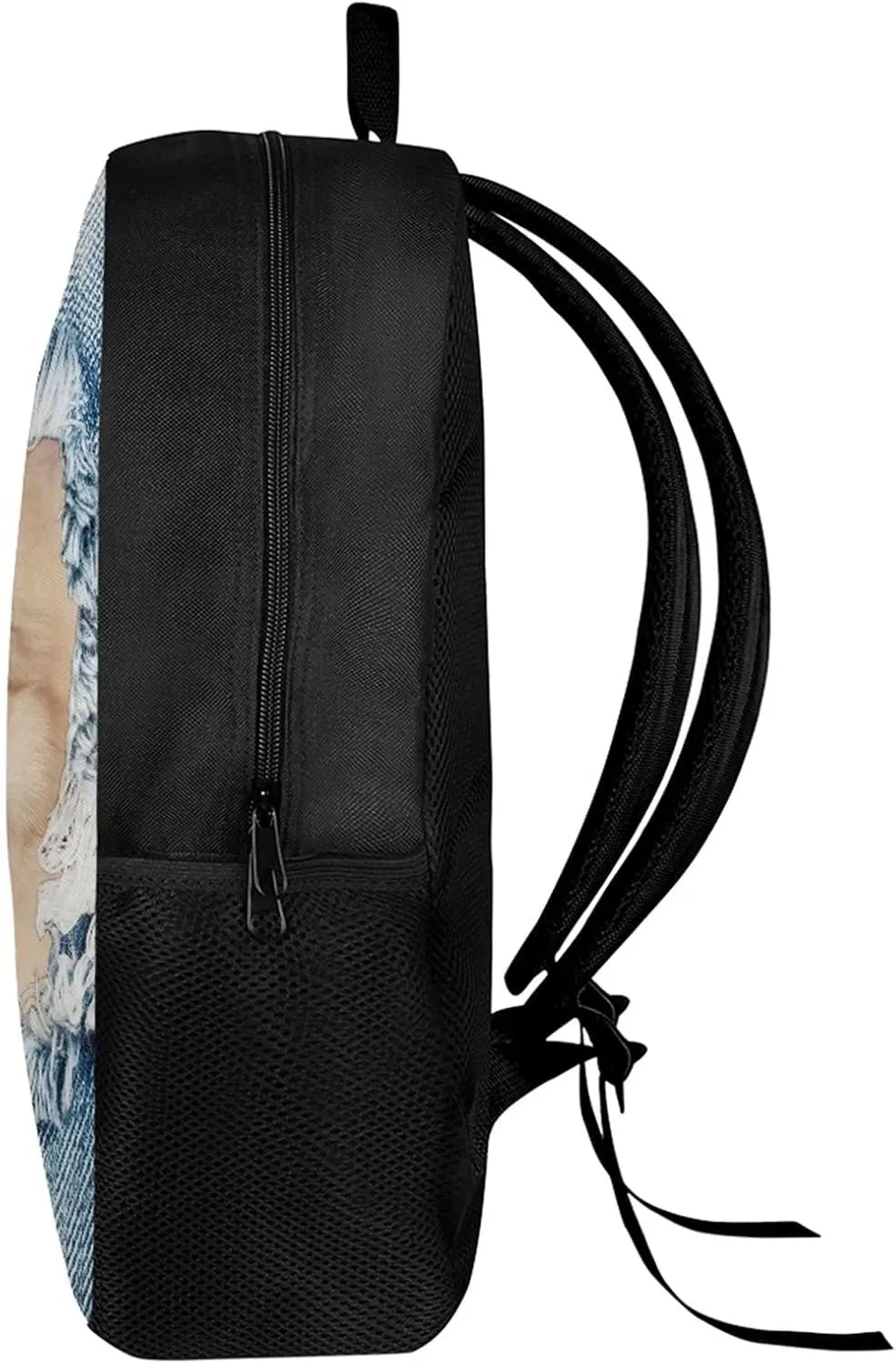 Dreaweet 3D Denim Pomeranian Backpacks for Kids Cute School Bags with Side Pocket Design Toddler Children Bookbag Teen Rucksack Travel Holiday Satchel