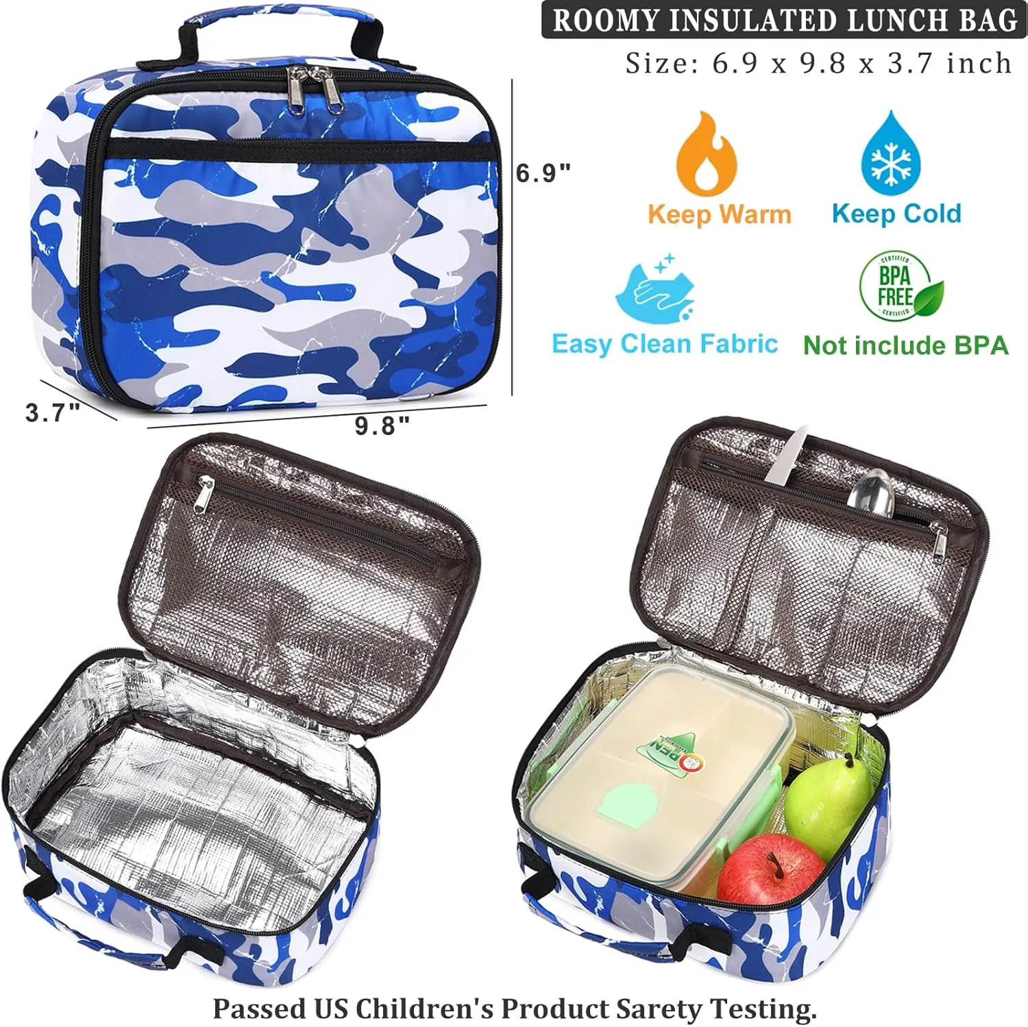 DSIUE Kids Backpack for School Boys Girls Backpacks Camo Bookbag for Elementary Middle School Bags with Lunch Box