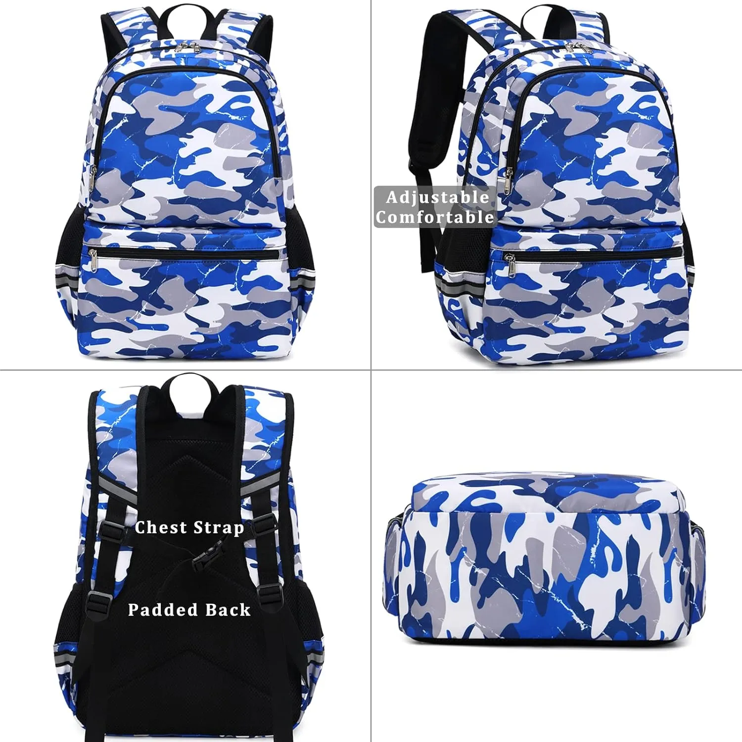 DSIUE Kids Backpack for School Boys Girls Backpacks Camo Bookbag for Elementary Middle School Bags with Lunch Box