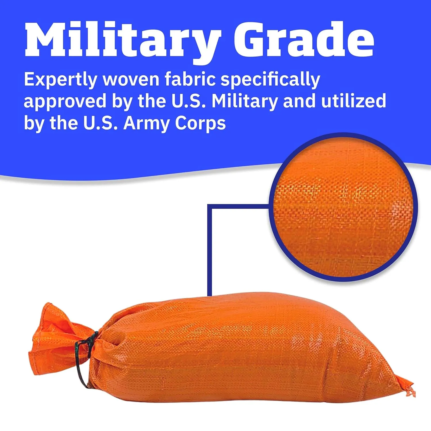 DURASACK Heavy Duty Sand Bags with Tie Strings Empty Woven Polypropylene Sand-Bags for Flood Control with 1600 Hours of UV Protection, 50 lbs Capacity, 14x26 inches, Orange, Pack of 50