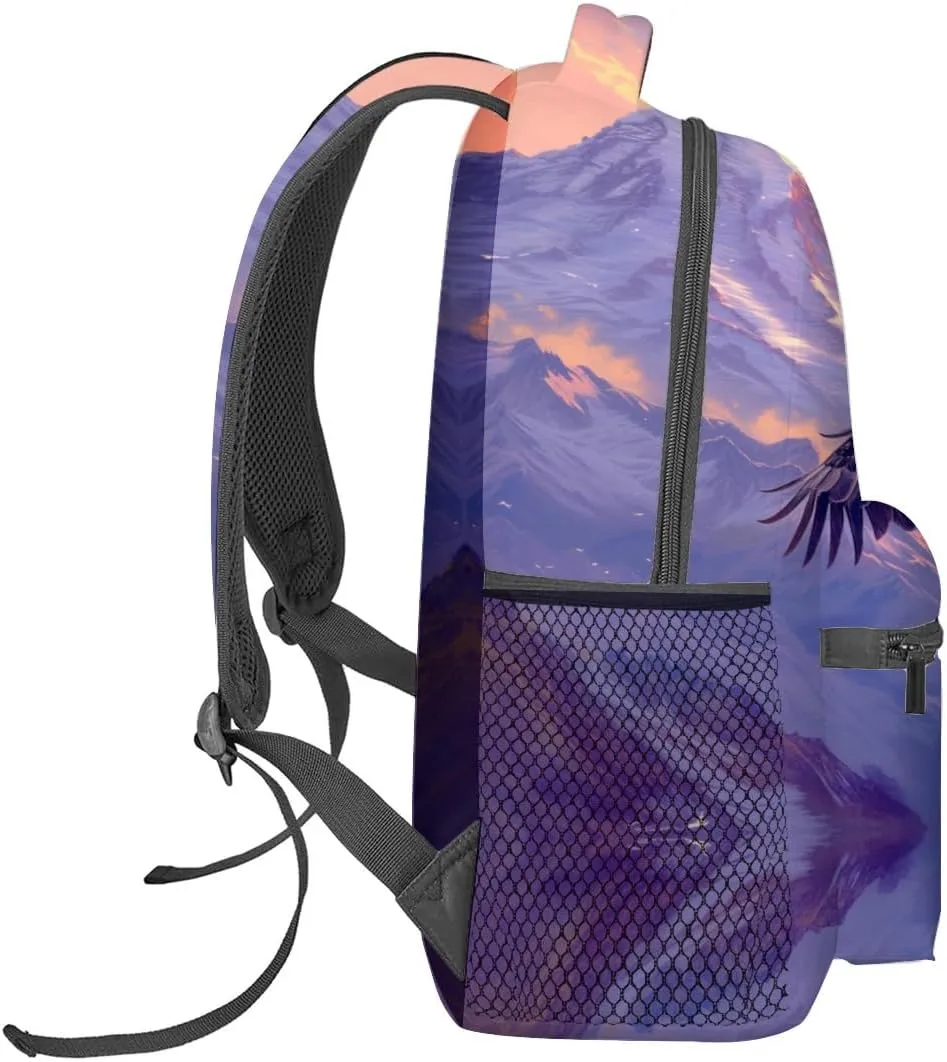 Eagle Mountain Pattern Backpack Travel Backpacks Laptop Rucksack,School Bookbag for Women Kids Boys Girls,Bald Eagle Back Pack Accessories Bags,Ideal Gifts for Work, Outdoor Adventures