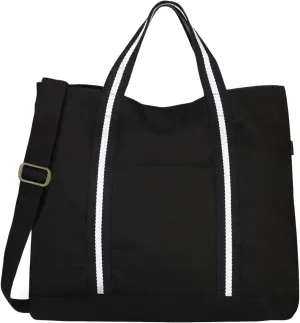 Eco Right Extra Large Canvas Tote Bag for Shopping & Work, Beach Bag with Adjustable Crossbody Handles