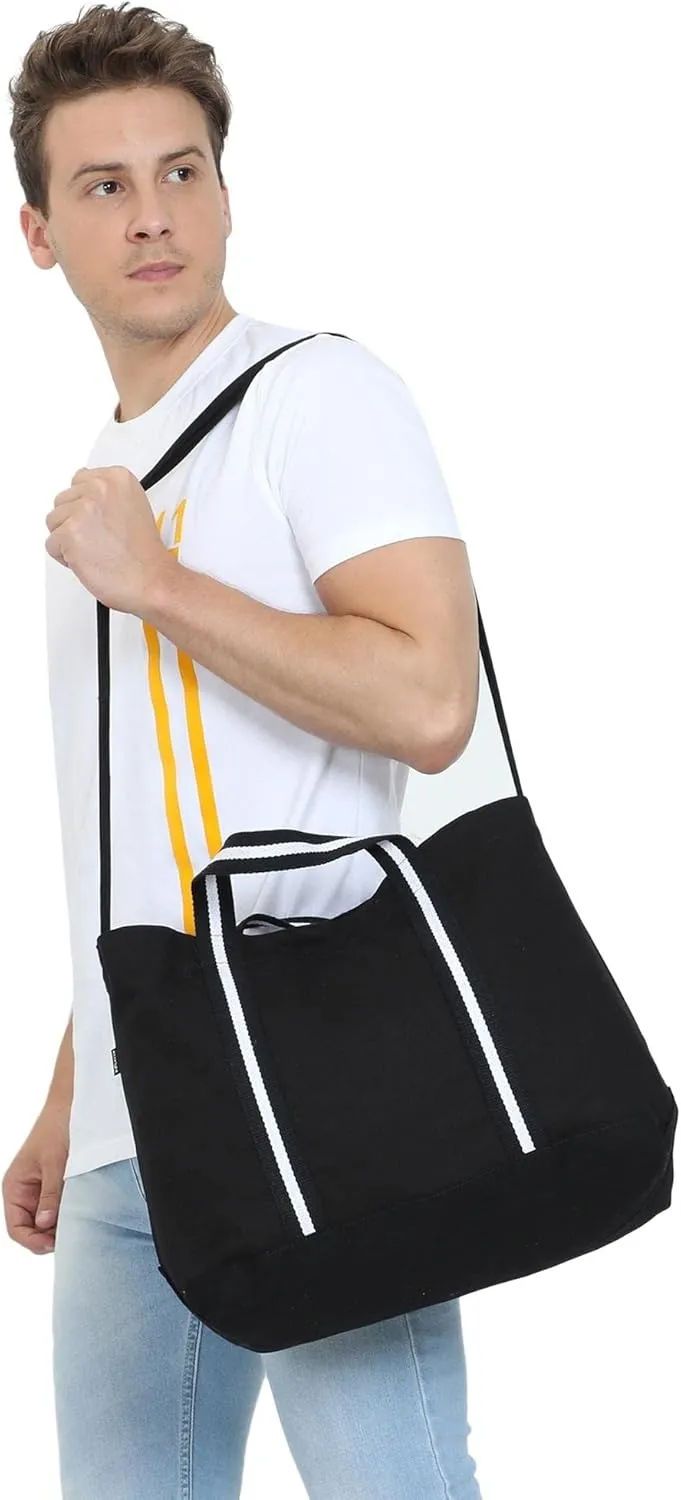 Eco Right Extra Large Canvas Tote Bag for Shopping & Work, Beach Bag with Adjustable Crossbody Handles