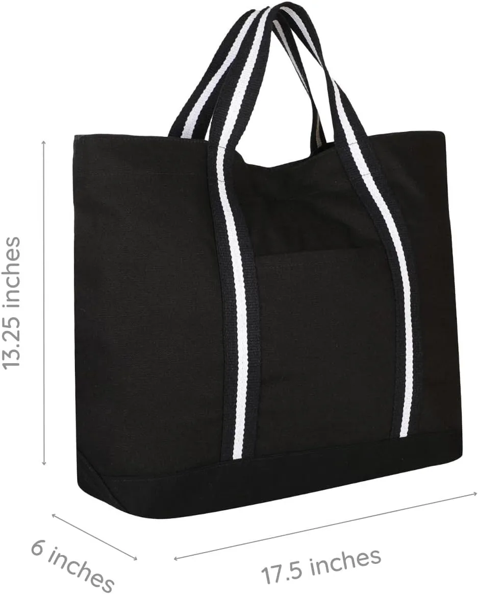 Eco Right Extra Large Canvas Tote Bag for Shopping & Work, Beach Bag with Adjustable Crossbody Handles