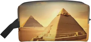 Egyptian Pyramid in Desert Print Toiletries Makeup and Daily Essentials Large Capacity Zippered Storage Travel Bag