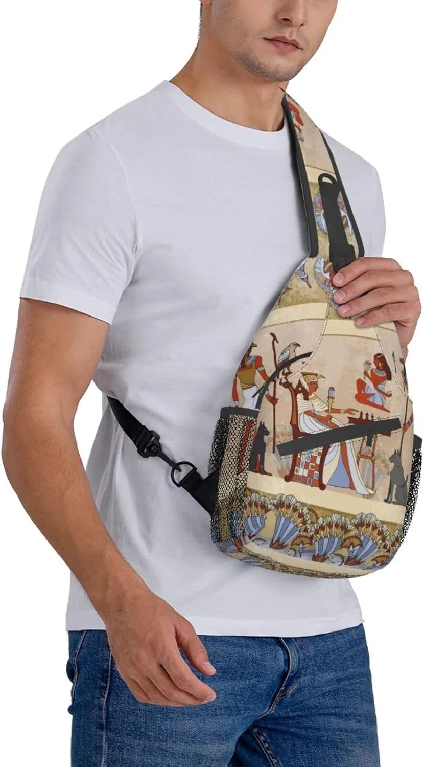 Egyptian Sling Backpack Chest Bag Crossbody Shoulder Bag Gym Cycling Travel Hiking Daypack For Men Women