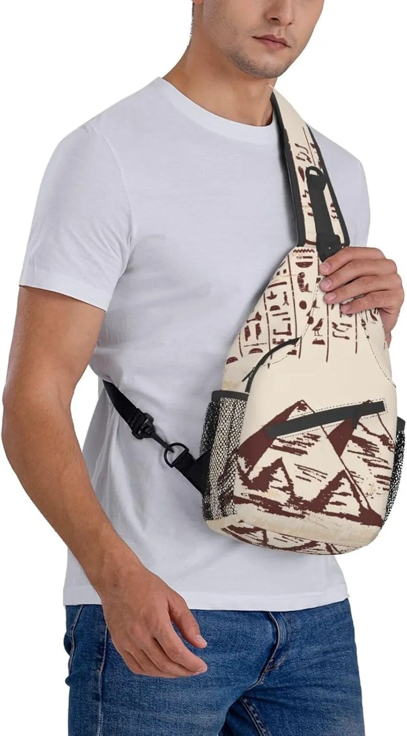 Egyptian Sling Backpack Chest Bag Crossbody Shoulder Bag Gym Cycling Travel Hiking Daypack For Men Women